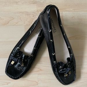 Black Michael Kors Leather Moc Loafers